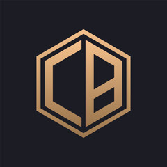 Elegant Hexagon Letter CB Logo Design. Initial Luxurious CB Logo Template