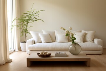 Serene White Sofa: Minimalist Decors for a Tranquil Living Room Atmosphere