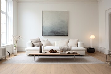 Fototapeta na wymiar Minimalist Oasis: Calm and Uncluttered Living Room Decors