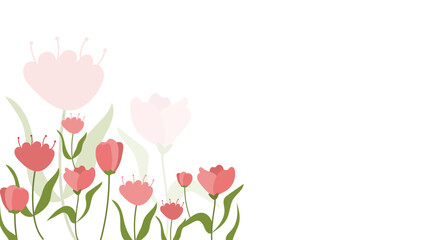 Obraz na płótnie Canvas Abstract tulip flower background Vector design floral border frame minimal pink garden