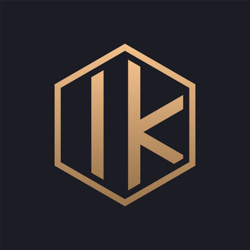 Elegant Hexagon Letter IK Logo Design. Initial Luxurious IK Logo Template