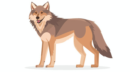 Cartoon smiling wolf on white background Flat vector