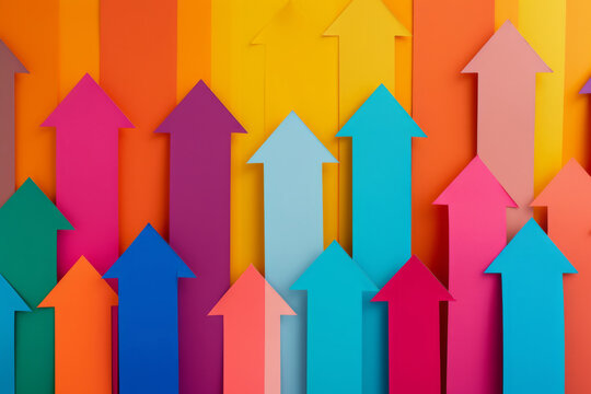 Arrow, stock market or collage background design for business, economy and global inflation. Graphic, seo or marketing strategy graphic wallpaper for banking, investment growth and forex trading.