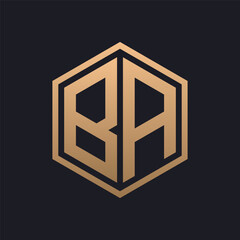 Elegant Hexagon Letter BA Logo Design. Initial Luxurious BA Logo Template