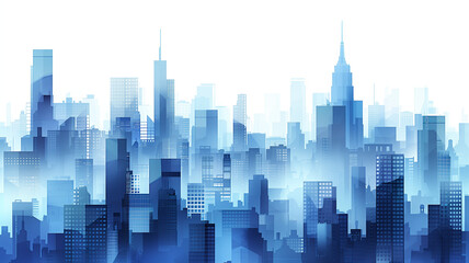 Manhattan at Dusk, Cityscape Skyline Illustration - obrazy, fototapety, plakaty