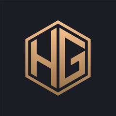 Elegant Hexagon Letter HG Logo Design. Initial Luxurious HG Logo Template