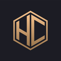 Elegant Hexagon Letter HC Logo Design. Initial Luxurious HC Logo Template
