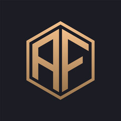Elegant Hexagon Letter AF Logo Design. Initial Luxurious AF Logo Template
