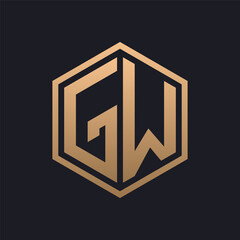 Elegant Hexagon Letter GW Logo Design. Initial Luxurious GW Logo Template