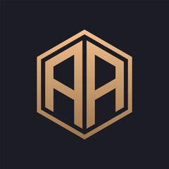 Elegant Hexagon Letter AA Logo Design. Initial Luxurious AA Logo Template