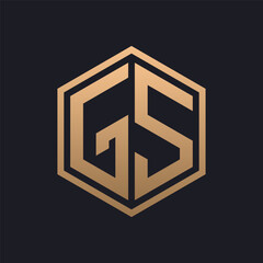 Elegant Hexagon Letter GS Logo Design. Initial Luxurious GS Logo Template