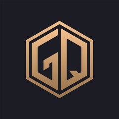 Elegant Hexagon Letter GQ Logo Design. Initial Luxurious GQ Logo Template