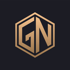 Elegant Hexagon Letter GN Logo Design. Initial Luxurious GN Logo Template