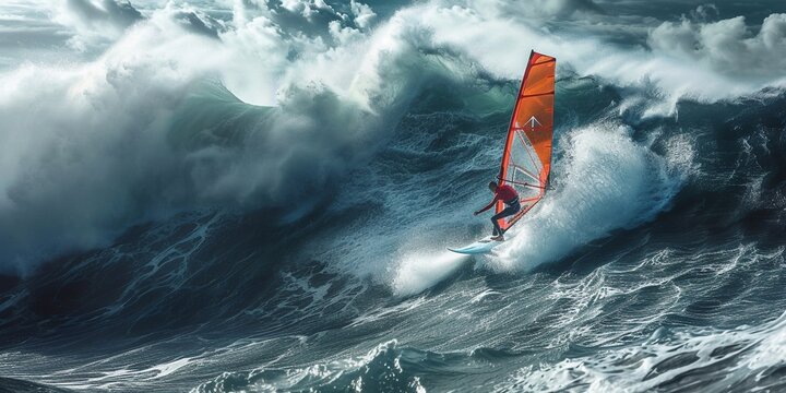 Professional big wave windsurfing in Maui Hawaii