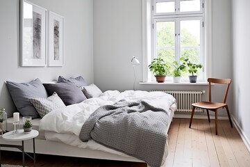 Functional Furniture Kingdom: Small Bedroom Scandinavian Minimalist Style with Clean Lines