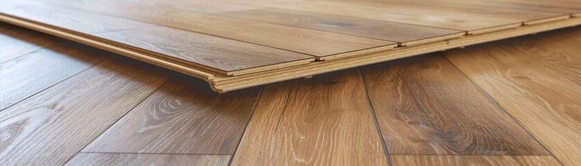 Detail of laminate flooring installation, the foundation of any home improvement project