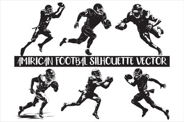 Fototapeta na wymiar American Football Silhouette Vector line art design, football silhouette clipart.