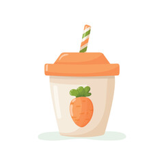 Plastic cup carrot smoothie. Isolated vector illustration - 774732519