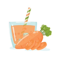 Glass with ices, carrot and slices