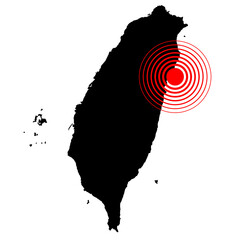 Vector illustration of earthquake in Taiwan with map of country, April 2024