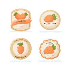 Set of labels for carrot jam packaging