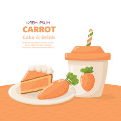 Healthy food banner with a plastic cup and a carrot cake - 774732550