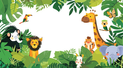 Obraz na płótnie Canvas Cartoon wild animal in the jungle Flat vector