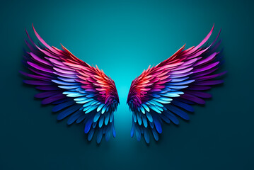 Abstract curve line wavy of pinion or bird wing,angel wings in gradient color.effect wallpaper background.minimsl design