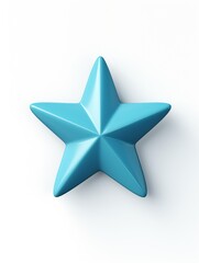 Obraz premium Blue one star 3D render clay style, isolated on white background