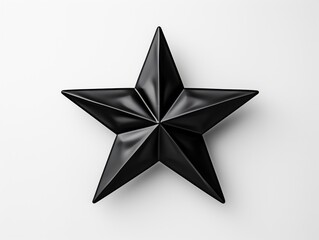 Fototapeta premium Black one star 3D render clay style, isolated on white background