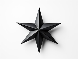 Obraz premium Black one star 3D render clay style, isolated on white background