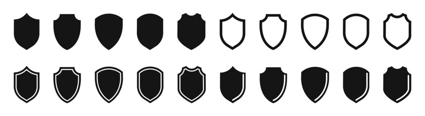 Shield icons set. Protect shield vector icons - obrazy, fototapety, plakaty