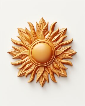 A sun icon 3D render clay style, isolated on white background