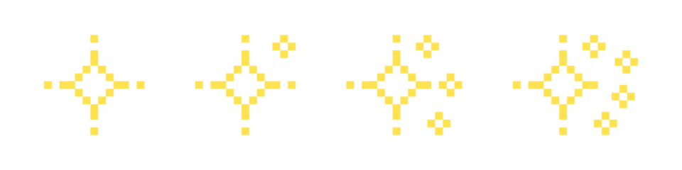 Foto auf Glas  Pixel star set. 8-bit stars. Pixelated stars. Shiny stars pixel art icon set. Sparkling stars pixel art. © Vlad Ra27