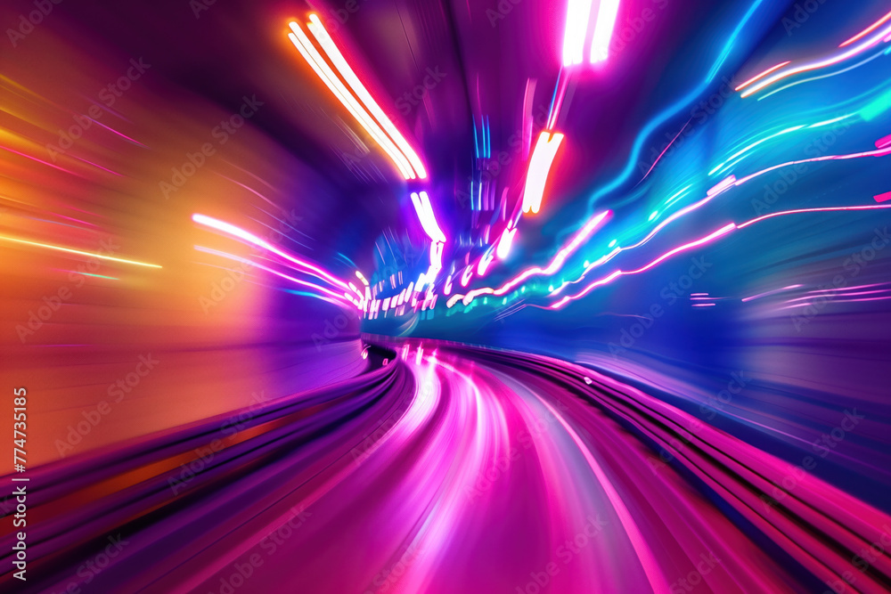Poster abstract futuristic background with lights and motion blur. a slide background for showcasing digita