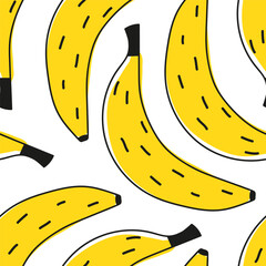 Bananas seamless pattern. Vector illustration. Yellow bananas on white background infinity tile