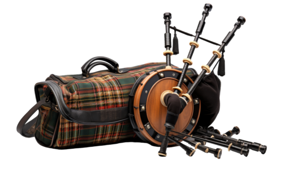 A bag filled with various musical instruments ready to be used