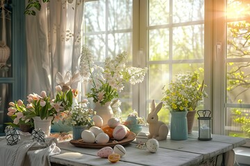 Unlock the key to a cozy home with Easter decorations adorning the kitchen table in a building design project