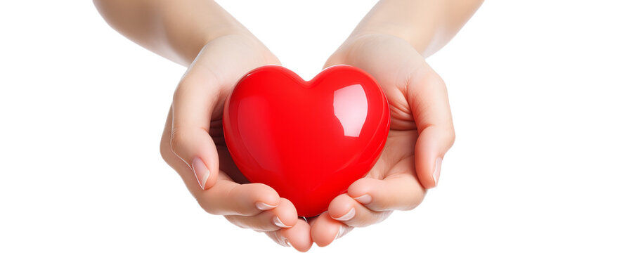 A red heart in his hands, a symbol of love. png image