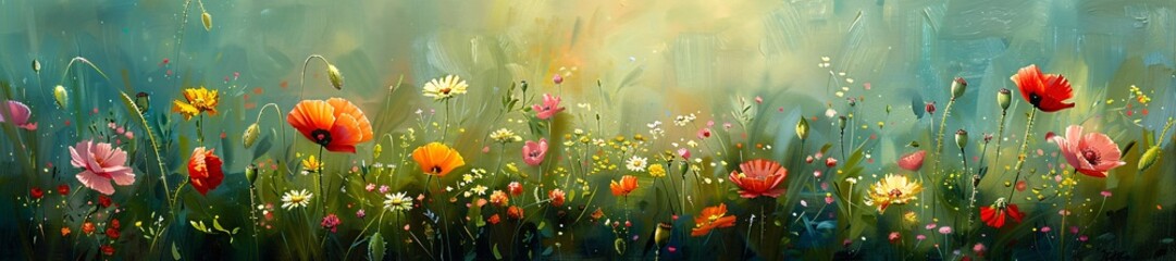 Blooming Bliss A Vibrant Flower Field in Full Bloom Generative AI