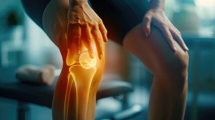 Knee pain. human suffering from knee pain. Health care and medical concept - obrazy, fototapety, plakaty