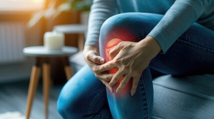 Obraz premium Knee pain. human suffering from knee pain. Health care and medical concept