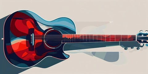 stock image of a guitar on a simple isolated background, and an image - obrazy, fototapety, plakaty