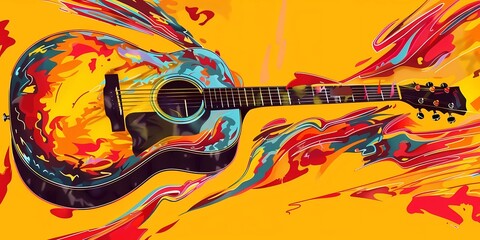 stock image of a guitar on a simple isolated background, and an image