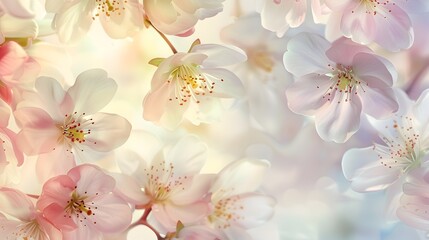 Soft and Delicate Pastel Floral Backdrop with Blooming Spring Flowers Evoking a Sense of Freshness and Renewal