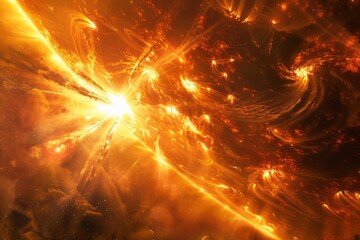 A solar flare accompanied by coronal mass ejections - obrazy, fototapety, plakaty