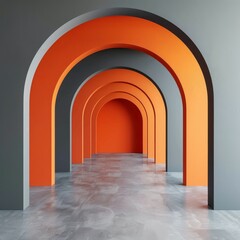 Orange arches in a row creating depth