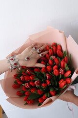 Kazakh jewelry and tulips