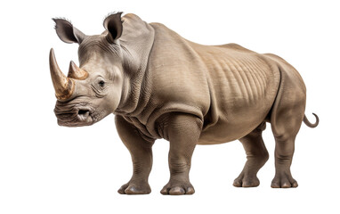 Fototapeta premium A majestic rhinoceros strikes a pose in front of a clean white background