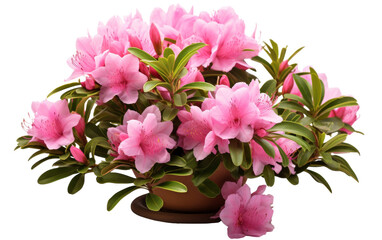 A potted plant showcasing vibrant pink flowers against a pristine white backdrop